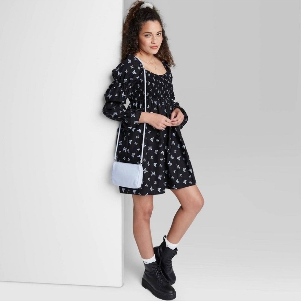 Wild Fable • Mini Dress • Long Sleeve • Smocked • XL •Butterfly